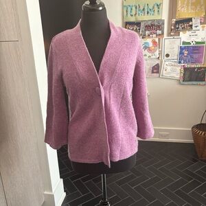 Carole Little Purple Cardigan Sweater Plush Open-Front Design